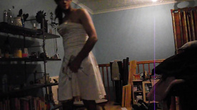 Wearing a sexy white dress