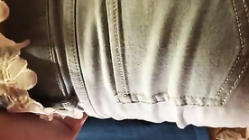 Blond teen girl showing cusinte butt in shorts