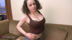 Pudgy teen shows her big fat tits