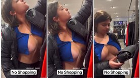 Kerolay Chaves exibicionista mostrando os peitos no shopping