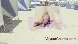 VoyeurChamp - Exhibitionist Wife Mrs Kiss Beach Voyeur POV!