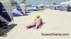 VoyeurChamp - Exhibitionist Wife Mrs Kiss Beach Voyeur POV!