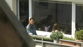 Teen neighbor spy voyeur talk with friend about her hobby