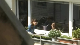 Teen neighbor spy voyeur talk with friend about her hobby