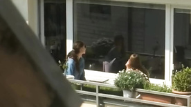 Teen neighbor spy voyeur talk with friend about her hobby