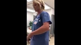 Blonde nurse Flashing tits and ass