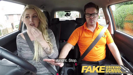 Fake Driving School British cheating blonde loula lou slurps up cusinmshot