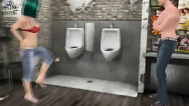 Big dick 3D cartoon studs fucking slut in the bathroom