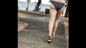 public french beach teen in bikini and hot jiggling ass