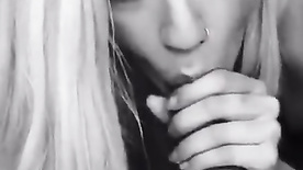 Blowjob in black and white