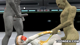 3D Cartoon Alien Vixen Getting a Double Teaming