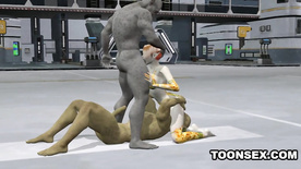 3D Cartoon Alien Vixen Getting a Double Teaming