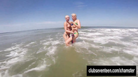 Surfer lesbian teens lick and finger pussies