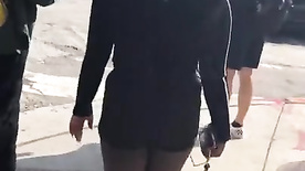 Thick Black Teen Walking In Basketball Shorts