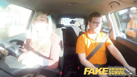 Fake Driving School 34F Boobs Bouncing in driving lesson