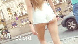 Hot Blond Candid Shorts ass mini Perfect Teen