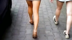 Girls Walking In Sexy Mini skirts