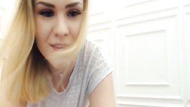 Petite Naughty Blonde Stripping Down On Cam