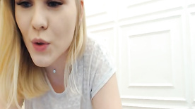 Petite Naughty Blonde Stripping Down On Cam