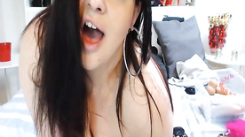 Busty Brunette Presents Her Big Breasts On Webcam