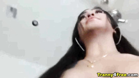 Hot Asian Tranny Strokes Fast Her Cock