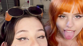 Jenniezinha beijando e acariciando a Kinechan em um porno lésbico amador