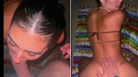 Letícia Cerote se gravando em vídeo porno na praia fazendo boquete