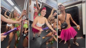 Kerolay Chaves, Larissa Sumpani e Rafaela Sumpani causando no metro de Sâo Paulo