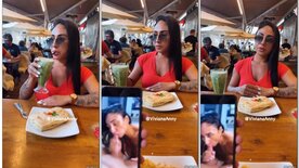 Viviana Anny vídeo pagando boquete enquanto está no restaurante