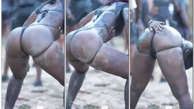 Mulher negra da bunda grande e melada se exibindo no festival