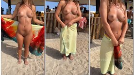 Bitch In Bubba pelada se exibindo em praia pública