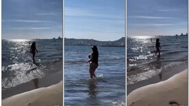 Sheyla Mell gostosa curtindo dia de sol na praia com biquni socado