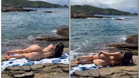 Close da tay Privacy morena gostosa exibindo corpinho gostoso na praia