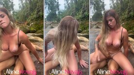 Aline Novak fodendo na cachoeira com macho dotado