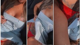 Paulla Naianna exibindo a calcinha e os peitos no uber