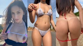 Sensacional vídeo com novinha se exibindo pelada na praia