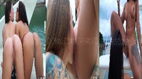 Luiza Marcato suruba lésbica com muito sexo oral no barco