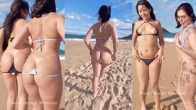 Lary Cubas e sua amiga gostosa peladinhas aprontando na praia