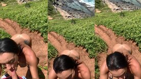 Casal Tk esposa depravada chupando o maridão na praia de nudismo