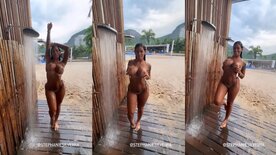 Stephanie Silveira exibindo os peitos em publico em praia do RJ