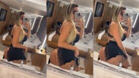 Delicia de loira rabuda usando um babydoll mostrando sua bunda perfeita