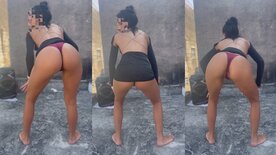 Nayra Castro dançando funk na lake com calcinha socada