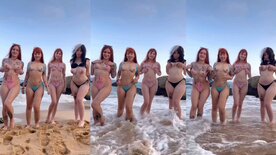 Putaria privacy Leticia Yuni e amigas exibindo seios na praia