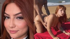 Sexo na praia com a ruivinha Brida Nunes fodendo no pelo com novinho praiano