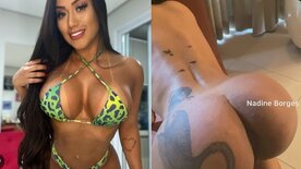 Nadine Borges porno local de quatro masturbando o cu melado